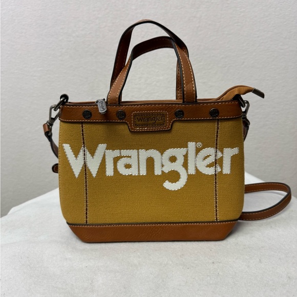 Wrangler Handbags - Wrangler Canvas & Faux Leather Mini Tote Crossbody Bag